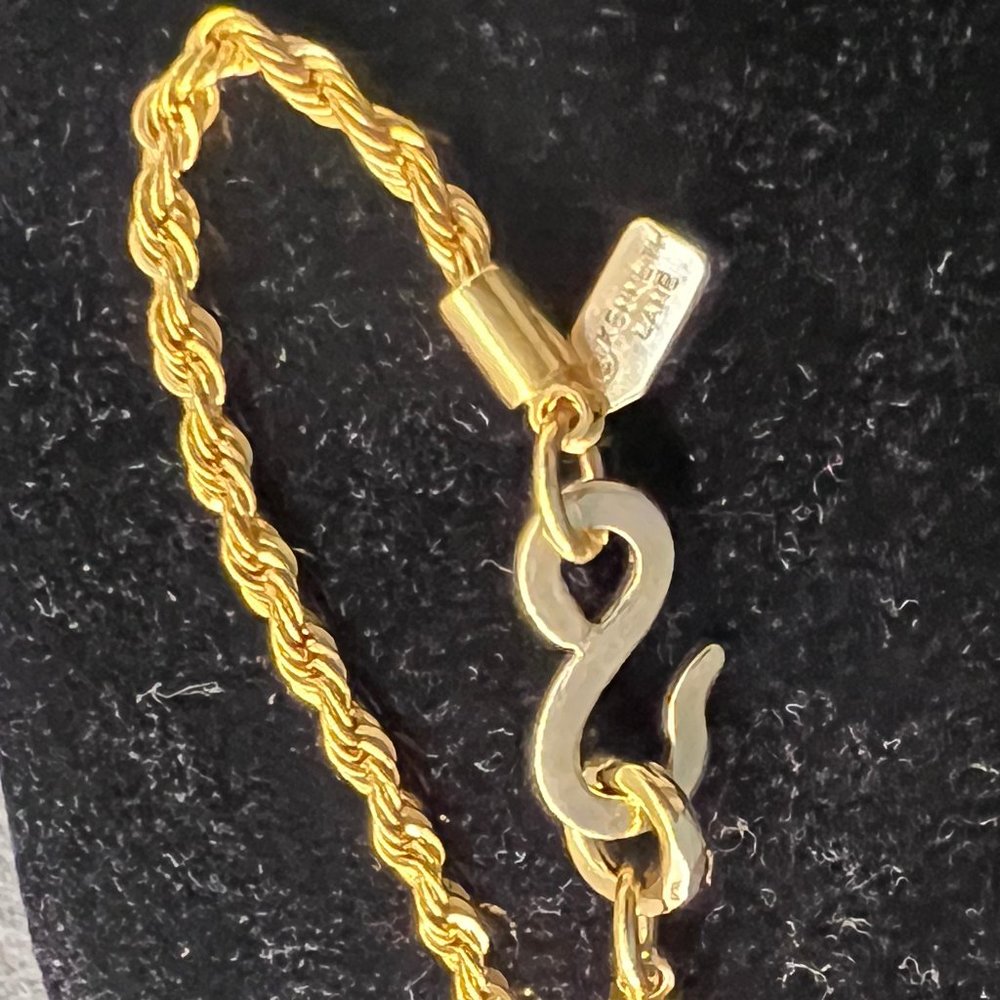 Kenneth Jay Lane Long Gold Plated Rope Chain and Faux Ivory horn pendant Necklac - Picture 7 of 11